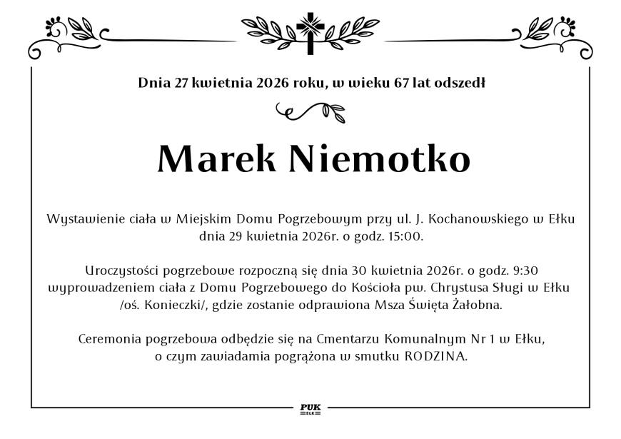 Marek Niemotko - nekrolog